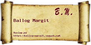Ballog Margit névjegykártya
